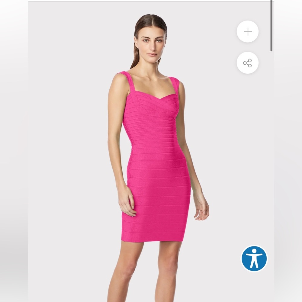 Herve Leger Hot Pink Mini Dress NWT Sweetheart Neckline Bodycon Bandage Size S